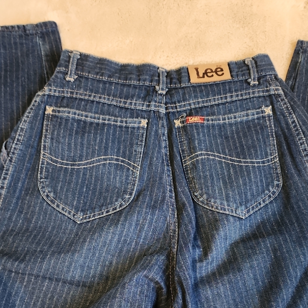 VINTAGE Lee Women's High Rise Blue Striped Jeans - Picture 6 of 10